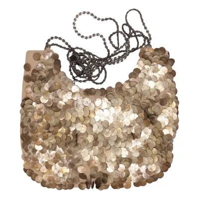 Skuldertaske (Guld) fra Massimo Dutti Woman Bomuld, Metallfiber