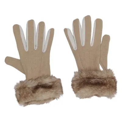Gants (Beige) de Dents Polyester, Laine