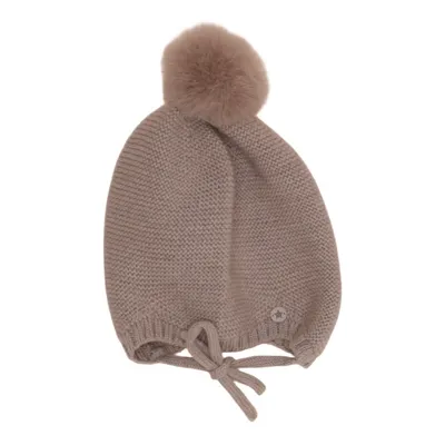 Bobble hat (Beige) from Huttelihut Merino wool