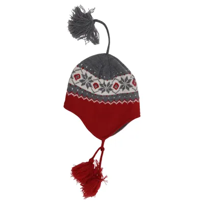 Trapper hat (Red, Gray, White) Acrylic, Polyester