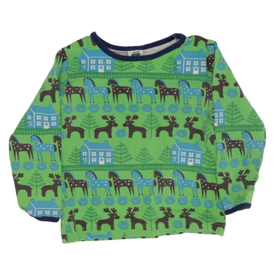 Langarmshirt (Grün, Blau, Braun) von Småfolk Baumwolle, Elasthan, Modal