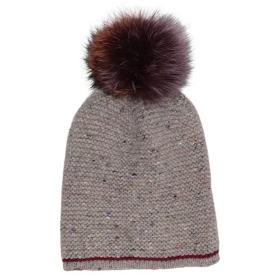 Bobble hat (Gray, Multicolored) from Inverni Cashmere, Wool
