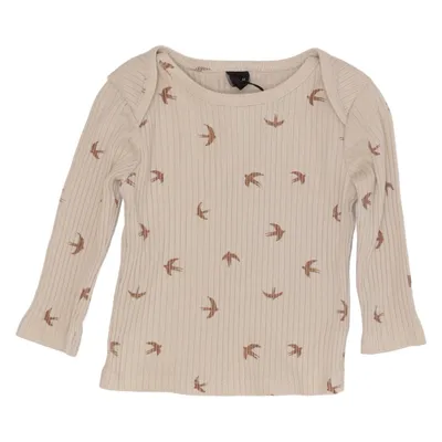 Langærmet t-shirt (Beige, Brun) fra Mini Bomuld, Elastan