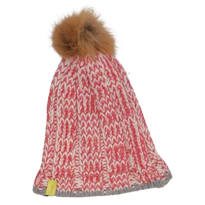 Bonnet à pompon (Rose, Blanc, Multicolore) de Witty Knitters Angora, Fourrure de renard, Polyamide, Viscose, Laine