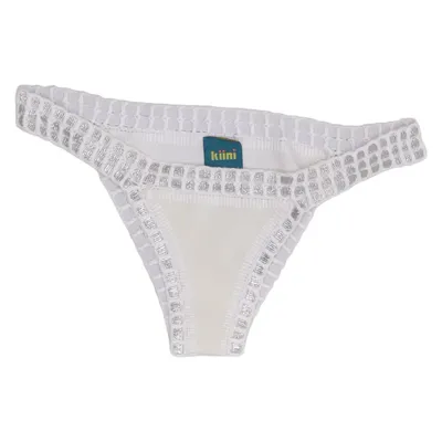 Bikiniunterteil (Weiß, Silber) von Kiini Baumwolle, Elasthan, Polyamid, Polyester