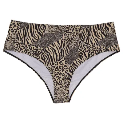 Bikiniunderdel (Beige, Svart) från Shein Elastan, Polyester