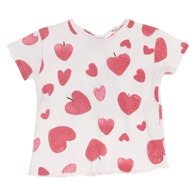 T-shirt (Vit, Röd) från Zara Bomull, Elastan