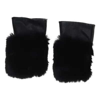 Fingerless gloves (Black) Faux fur, Polyester