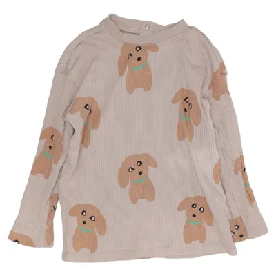 Langærmet t-shirt (Beige) fra Hema Elastan, Økologisk bomuld
