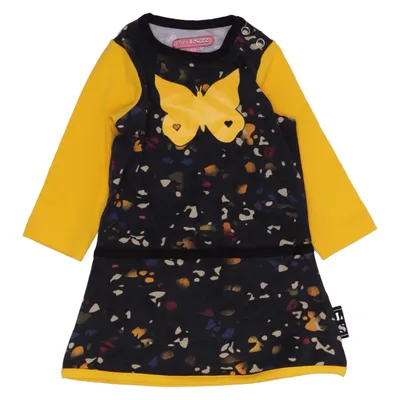 Dress (Gray, Yellow, Multicolored) from Mini Mini Cotton, Elastane