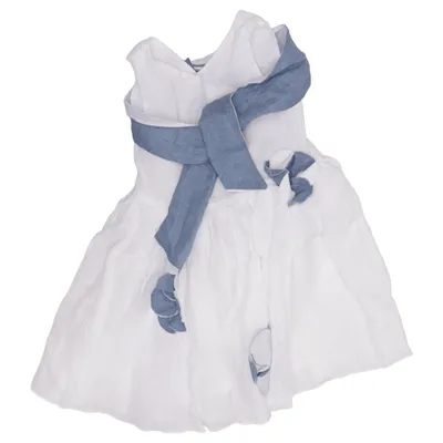 Flower girl dress (White, Blue) from 100% Capri Linen
