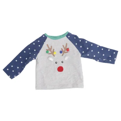 Kersttrui (Grijs, Blauw, Meerkleurig) van Babyboden Katoen, Elastaan