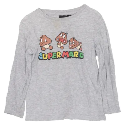 Lange mouwen shirt (Grijs) van Super Mario Katoen, Viscose