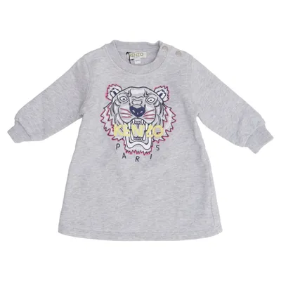 Dress (Gray, Multicolored) from Kenzo Kids Cotton, Polyester