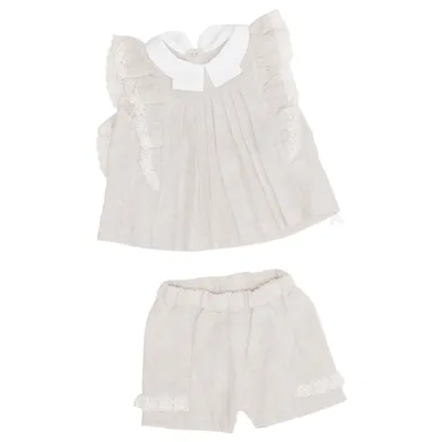 Set (Beige, White) from Mymio Baby Cotton, Linen, Polyester