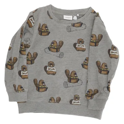 Sweatshirt (Gris, Marron) de Name It Élasthane, Coton biologique, Viscose