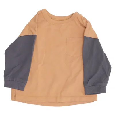 Long sleeve T-shirt (Brown, Gray) from Uniqlo Baby Cotton, Polyester