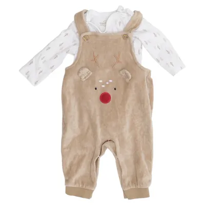 Hängselbyxor (Beige, Vit) från Topomini Elastan, Ekologisk bomull
