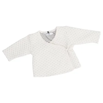 Slå om-cardigan (Hvid, Blå) fra Bout'chou Bomuld, Polyester