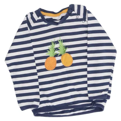 Langærmet t-shirt (Blå, Hvid, Gul) fra Sense Organics Økologisk bomuld