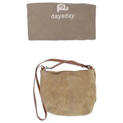 Schoudertas (Beige) van Dayaday Katoen, Leer