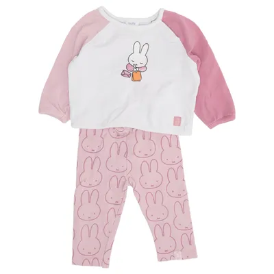 Tenue d'intérieur (Rose, Blanc) de Miffy Coton, Élasthane