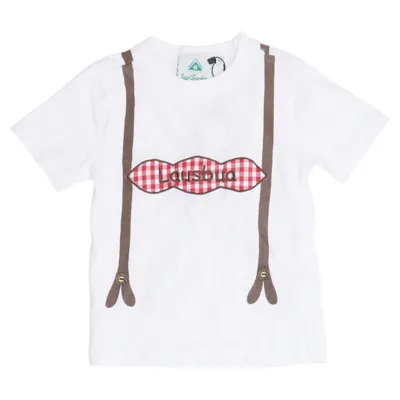 T-shirt (White, Brown, Red) from Isar-Trachten Cotton