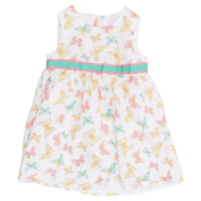 Dress (White, Multicolored) from Mothercare Cotton, Polyester