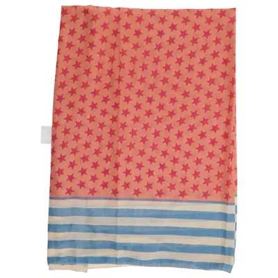 Shawl (Blue, Orange, White) from Alexandra Cotton, Silk