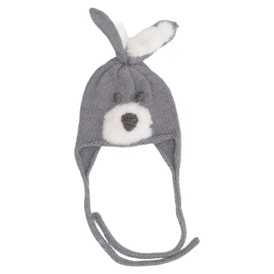 Beanie (Gray, White) Merino wool