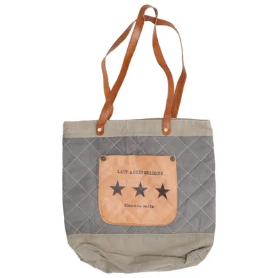 Canvas tas (Grijs, Bruin) van Loberon Katoen, Leer
