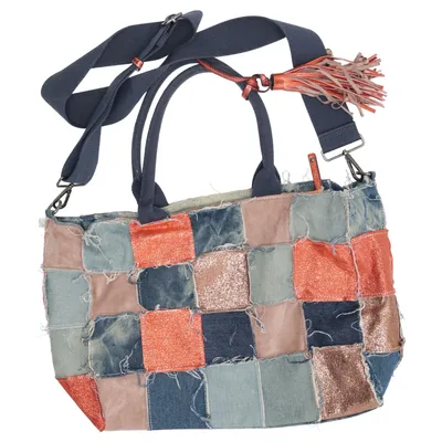 Shoulder-bag (Blue, Orange, Gold) from Suri Frey Cotton, Polyester