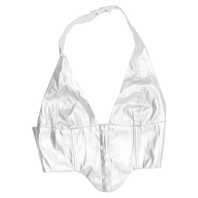 Haltertop (Zilver) van The Kript Polyurethaan, Viscose