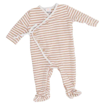 Strampler (Beige, Weiß) von Hema Elasthan, Bio-Baumwolle