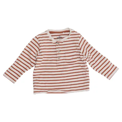 Henley T-shirt (Brun, Hvid) fra Topomini Bomuld, Elastan