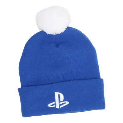 Pompon muts (Blauw, Wit) van Playstation Acryl