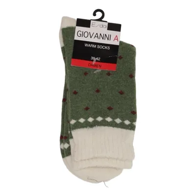 Chaussettes tricotées (Vert, Blanc) de Giovanna Acrylique, Élasthane, Polyamide, Polyester, Laine