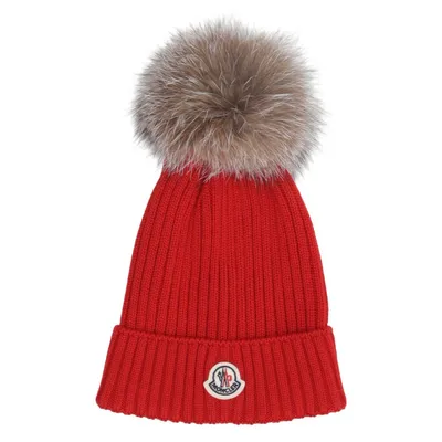 Pompon muts (Berretto) van Moncler Vossenbont, Wol