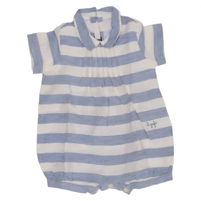 Rompers (Blue, White) from Il Gufo Cotton, Linen
