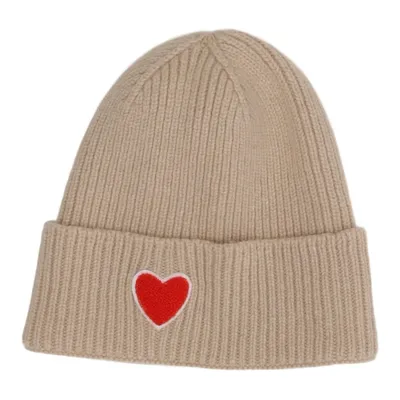Beanie (Beige, Red) from Unio Cashmere, Merino wool, Polyamide, Viscose