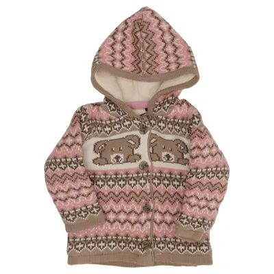 Cardigan (Pink, Hvid, Brun) fra Kivat Akryl, Polyester