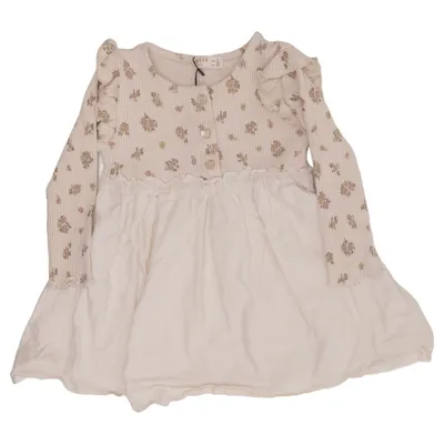Kleid (Weiß, Braun) von Breeze Girls Baumwolle, Elasthan