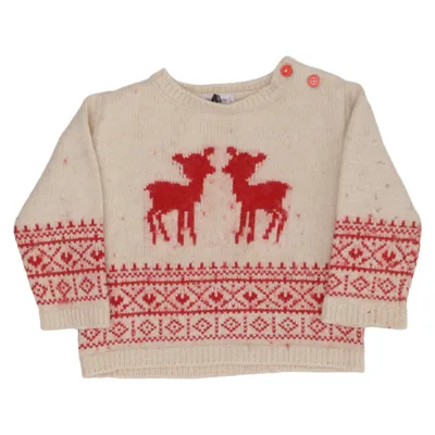 Julesweater (Hvid, Rød) fra Bout'chou Bomuld, Metallfiber, Polyester, Uld