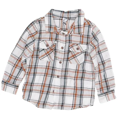 Flannel skjorte (Hvid, Brun, Blå) fra Dopo Dopo Baby Bomuld