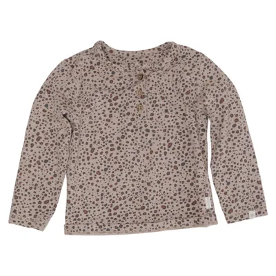 Henley T-shirt (Beige, Brun, Sort) fra Noppies Elastan, Økologisk bomuld