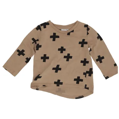 Långärmad t-shirt (Beige, Svart) från Beau Loves Bomull