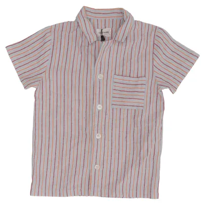 Kortærmet skjorte (Blå, Flerfarvet) fra Filou & Friends Linned, Genanvendt bomuld, Genanvendt polyester, Viscose