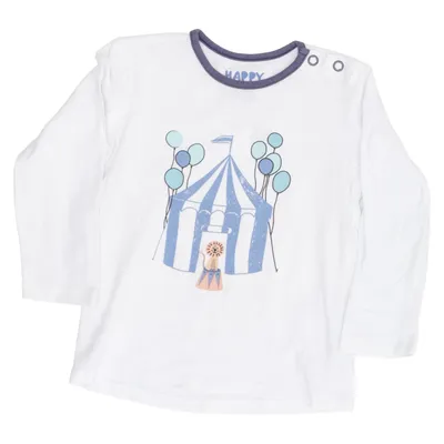 Langærmet t-shirt (Hvid, Blå) fra Happy Kids by Tchibo Økologisk bomuld