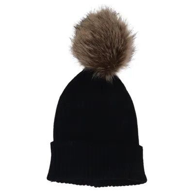 Bobble hat (Black) from Lucky Brand Acrylic, Polyamide, Polyester