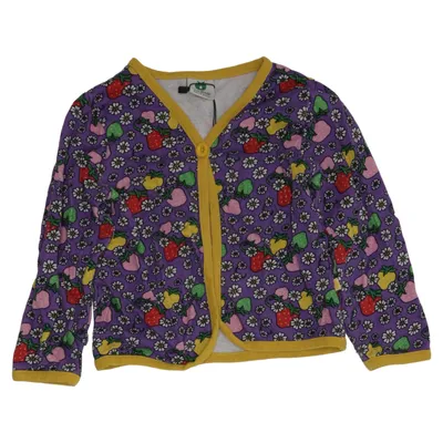 Strickjacke (Lila, Mehrfarbig) von Småfolk Elasthan, Bio-Baumwolle
